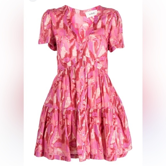 Ba&sh Talita Short Dress With Fancy Print Talita In Rose size Large - Picture 1 of 14